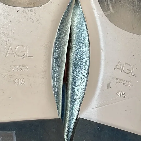 AGL Kala Ballerina Bow Flats Silver Metallic Balletcore Sz 41.5