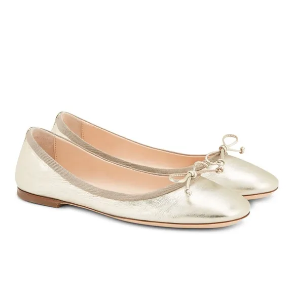 AGL Kala Ballerina Bow Flats Silver Metallic Balletcore Sz 41.5