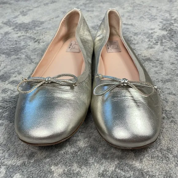 AGL Kala Ballerina Bow Flats Silver Metallic Balletcore Sz 41.5