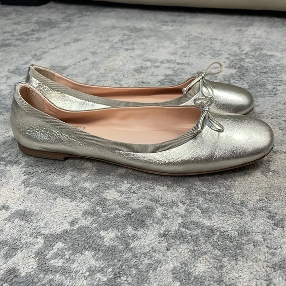 AGL Kala Ballerina Bow Flats Silver Metallic Balletcore Sz 41.5