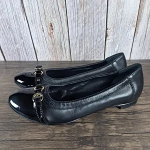 AGL Monika Cap Toe Ballet Flats Women’s Sz 8.5 EU 38.5 Black Gold (VGC)