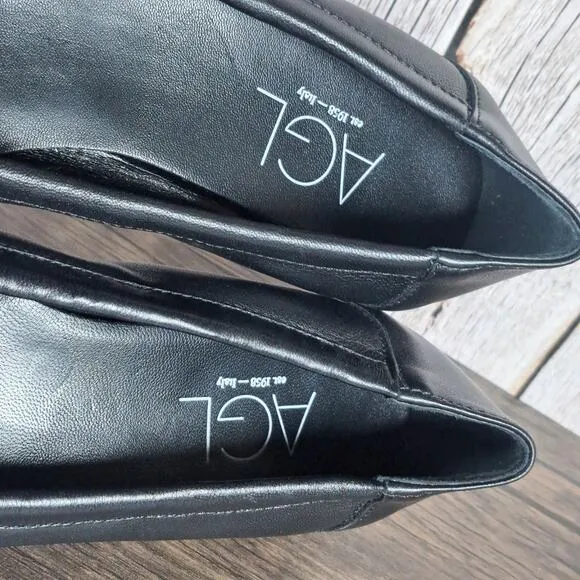 AGL Monika Cap Toe Ballet Flats Women’s Sz 8.5 EU 38.5 Black Gold (VGC)