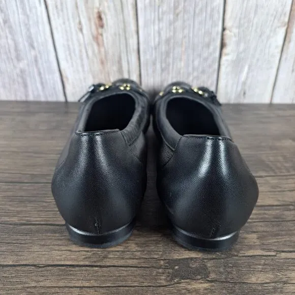 AGL Monika Cap Toe Ballet Flats Women’s Sz 8.5 EU 38.5 Black Gold (VGC)
