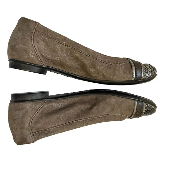 AGL Suede Ballet Cap Toe Flat NWOT Attilio Giusti Leombruni Size 6US Brown 36IT