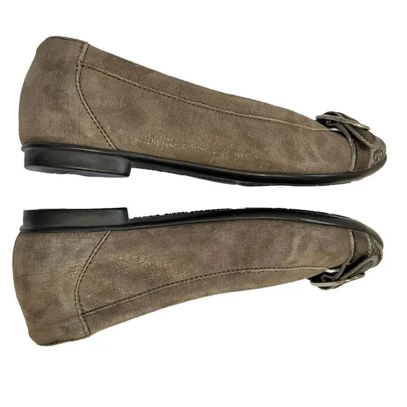 AGL Suede Ballet Cap Toe Flat NWOT Attilio Giusti Leombruni Size 6US Brown 36IT