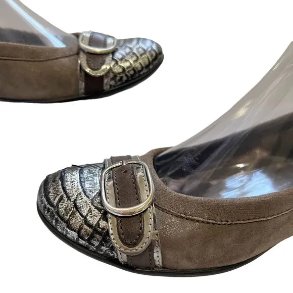 AGL Suede Ballet Cap Toe Flat NWOT Attilio Giusti Leombruni Size 6US Brown 36IT