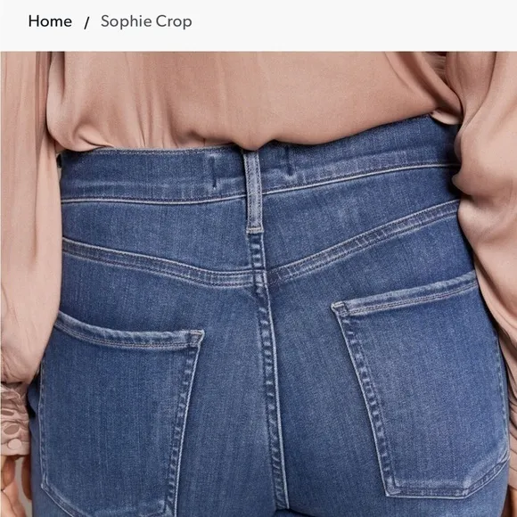 Agolde Sophie High Rise Stretch Crop Skinny Raw Hem Blue Jeans