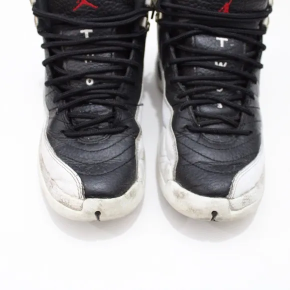 Air Jordan 12 Retro Black White Silver Sneakers 153265-006 Kids 4Y