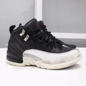 Air Jordan 12 Retro Black White Silver Sneakers 153265-006 Kids 4Y