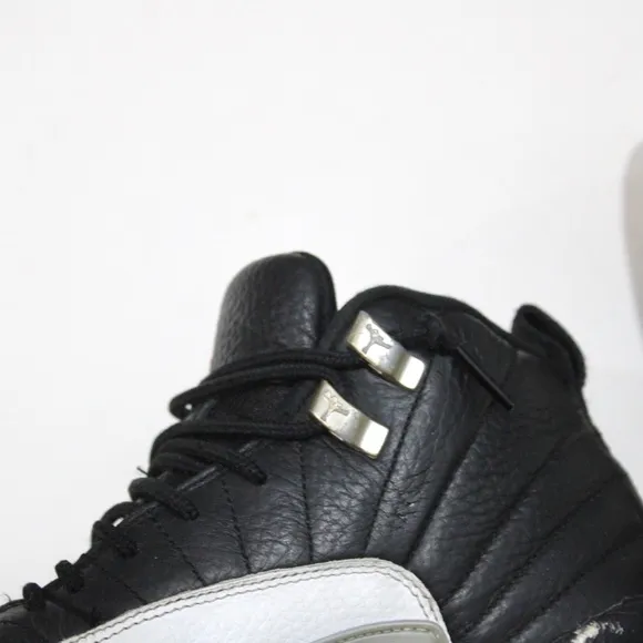 Air Jordan 12 Retro Black White Silver Sneakers 153265-006 Kids 4Y