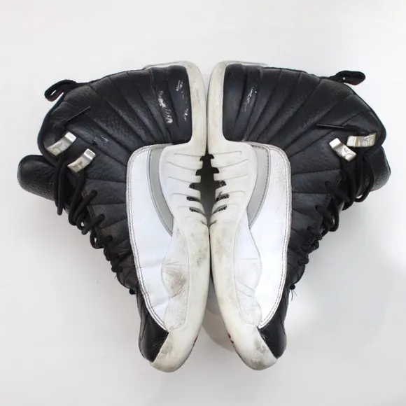 Air Jordan 12 Retro Black White Silver Sneakers 153265-006 Kids 4Y