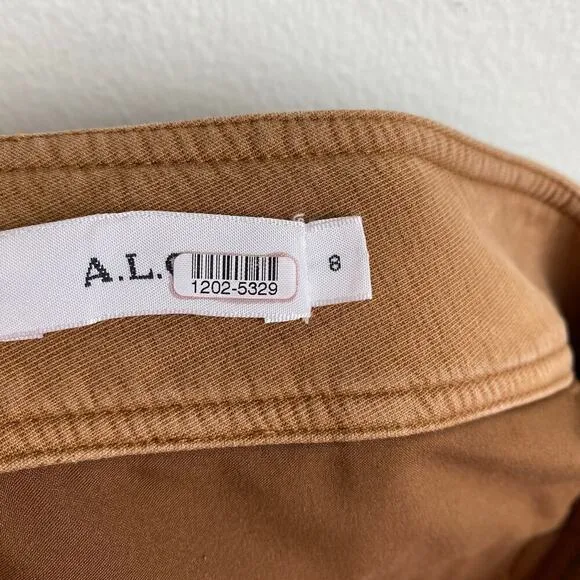 A.L.C. Dane Mini Skirt Size 8 Tobacco Tan Brown Slit Cotton High Waist Utility
