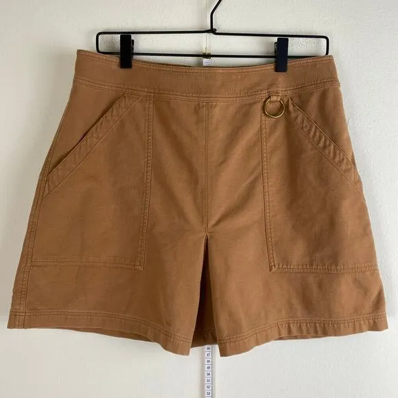 A.L.C. Dane Mini Skirt Size 8 Tobacco Tan Brown Slit Cotton High Waist Utility