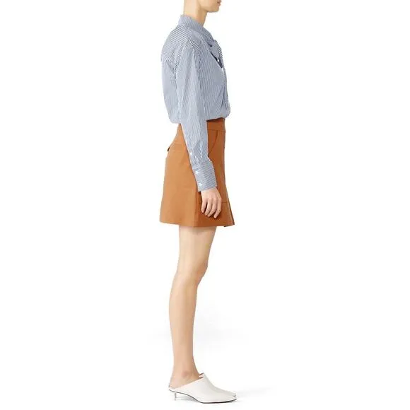 A.L.C. Dane Mini Skirt Size 8 Tobacco Tan Brown Slit Cotton High Waist Utility