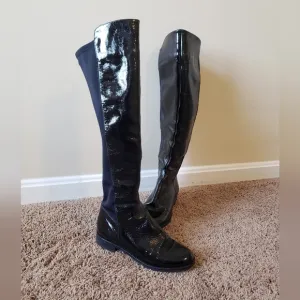 Aldo glossy leather knee high riding boots black 8