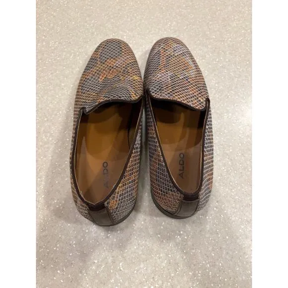Aldo Tralisien Men Size 9 Multicolor Animal Print Snakeskin Loafers Dress Shoes