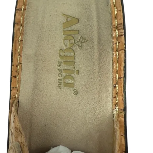 Alegria Fiona Cork Pattern Leather Triple Strap Leather Comfort Sandals Size 37