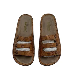 Alegria Fiona Cork Pattern Leather Triple Strap Leather Comfort Sandals Size 37