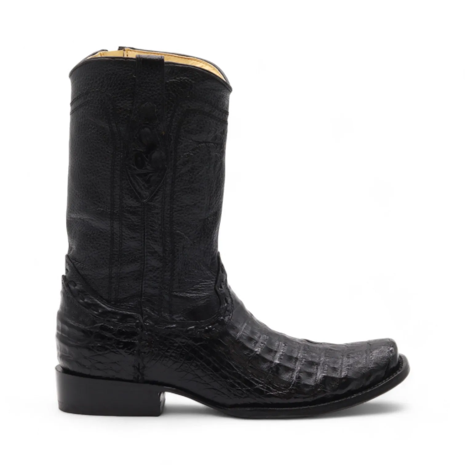 Aleron Men's Black Croc Belly Exotic Leather Boots