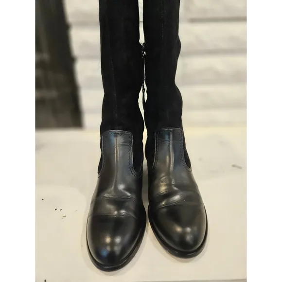 Alexander McQeen Black Studded Knee-High Boots