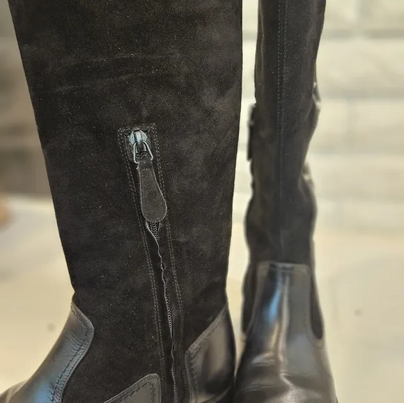 Alexander McQeen Black Studded Knee-High Boots