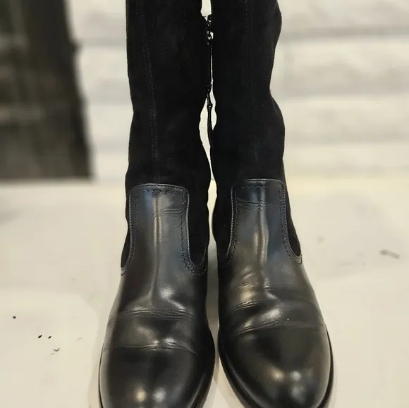 Alexander McQeen Black Studded Knee-High Boots