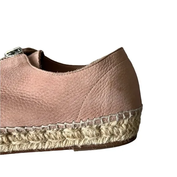 Alexander Wang 254434 Nubuck Leather Devon Front Zip Espadrille Flats Blush