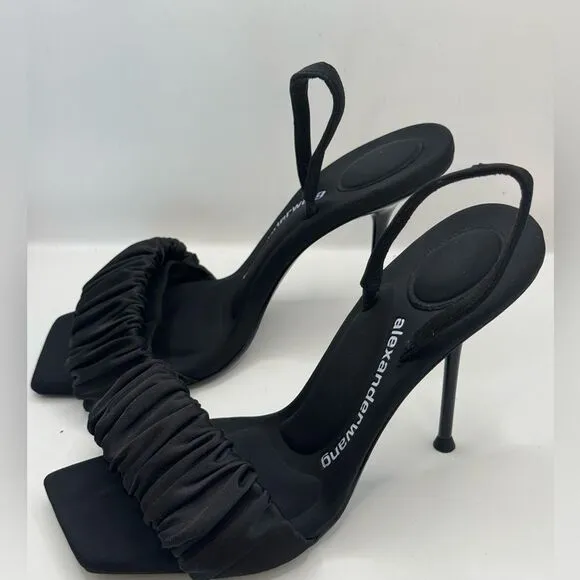 Alexander Wang Black Scrunchie Julie Heeled Sandals size 37 (US 7)