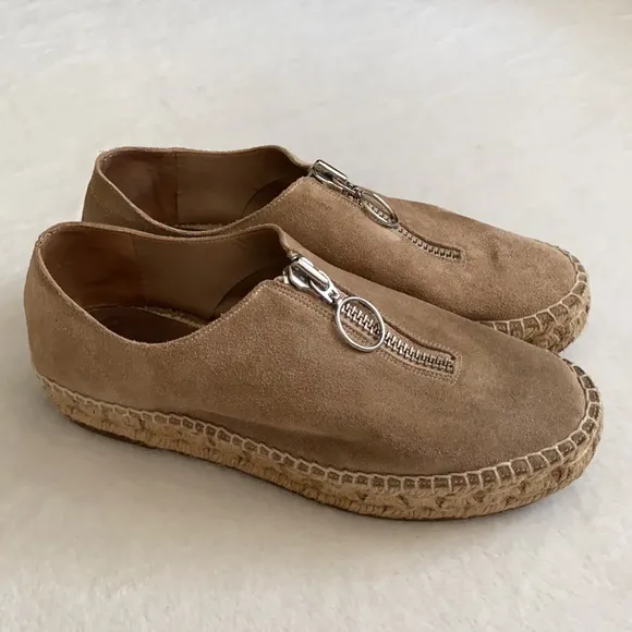 Alexander Wang | Devon Nubuck Suede Leather Zip Front Espadrille Shoes (36)