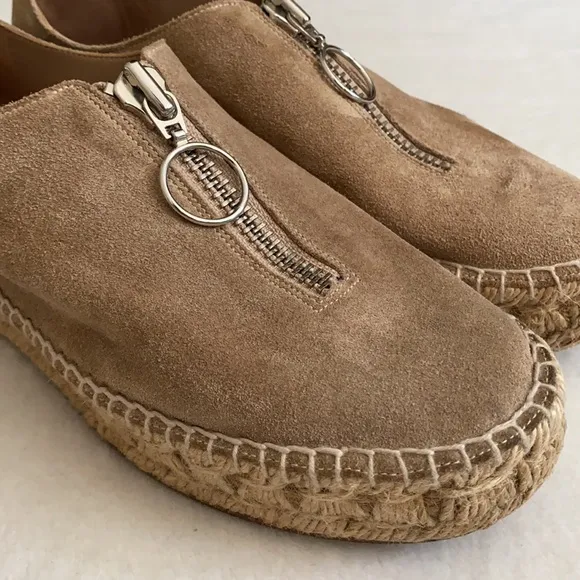 Alexander Wang | Devon Nubuck Suede Leather Zip Front Espadrille Shoes (36)