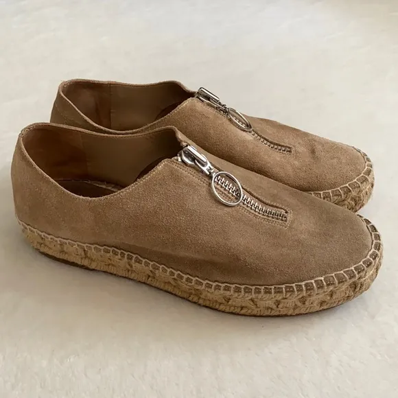 Alexander Wang | Devon Nubuck Suede Leather Zip Front Espadrille Shoes (36)