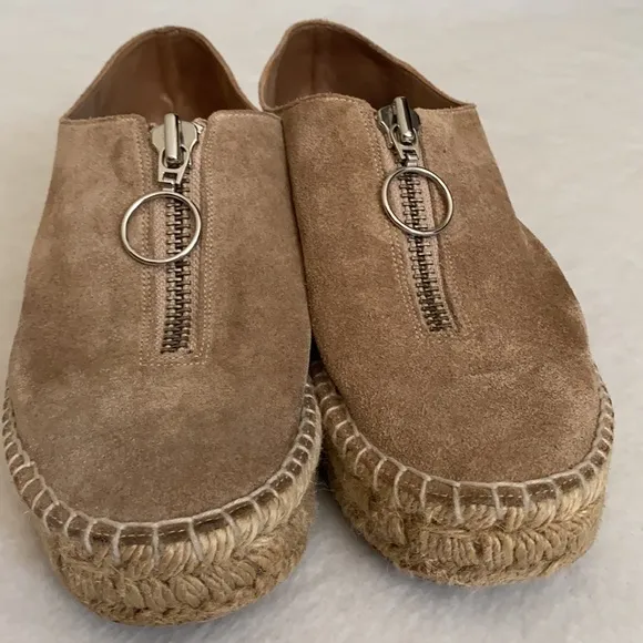 Alexander Wang | Devon Nubuck Suede Leather Zip Front Espadrille Shoes (36)