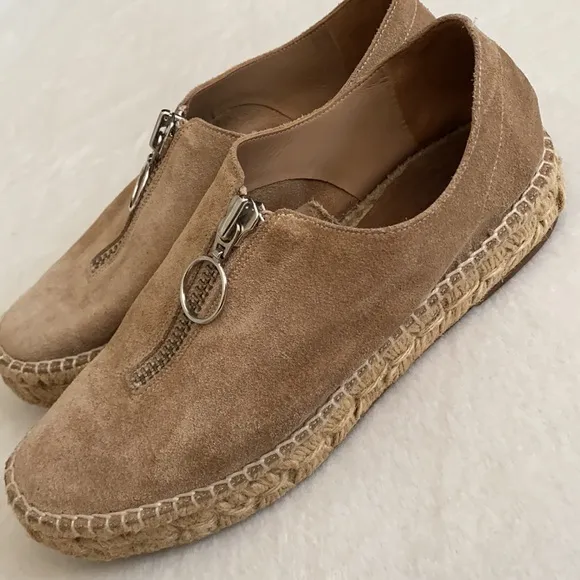Alexander Wang | Devon Nubuck Suede Leather Zip Front Espadrille Shoes (36)