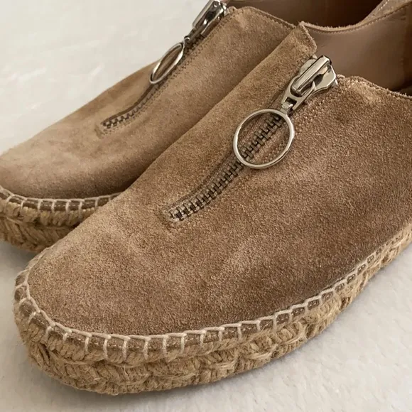 Alexander Wang | Devon Nubuck Suede Leather Zip Front Espadrille Shoes (36)
