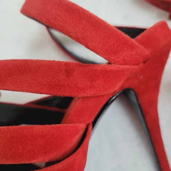 Alexander Wang Nora Red Suede Strappy Ankle Wrap Stiletto Heels