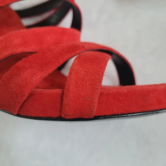 Alexander Wang Nora Red Suede Strappy Ankle Wrap Stiletto Heels