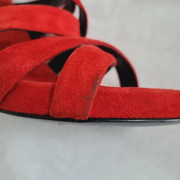 Alexander Wang Nora Red Suede Strappy Ankle Wrap Stiletto Heels