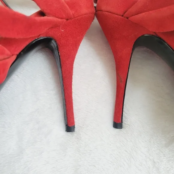 Alexander Wang Nora Red Suede Strappy Ankle Wrap Stiletto Heels