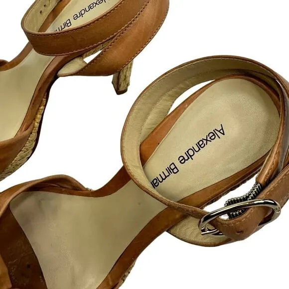ALEXANDRE BIRMAN Leather Knot Toe Pump Ankle Wrap Platform Espadrille Heels 6.5