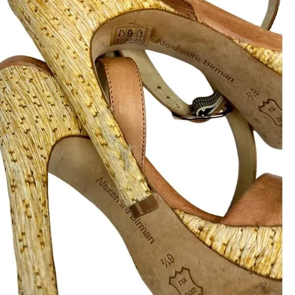 ALEXANDRE BIRMAN Leather Knot Toe Pump Ankle Wrap Platform Espadrille Heels 6.5