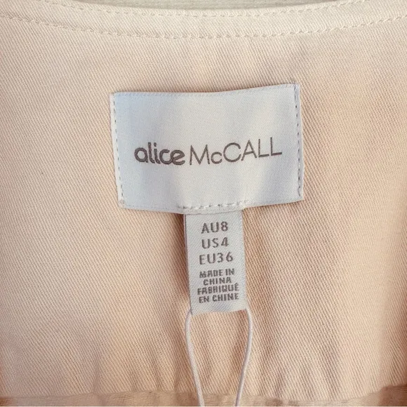 Alice McCall Bronte Mini Dress Pannacotta US4 Belted Utility V-neck Luxury