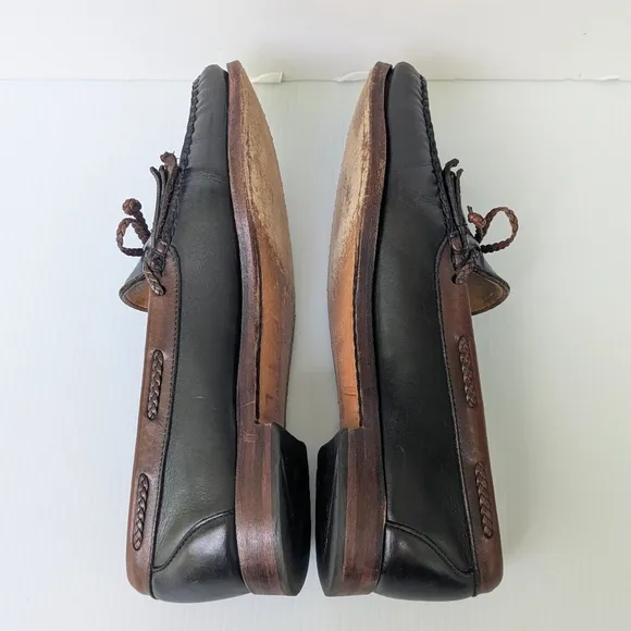 Allen Edmonds Black and Brown Two-tone Leather Loafers 10.5 Men's