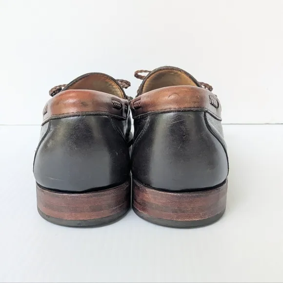 Allen Edmonds Black and Brown Two-tone Leather Loafers 10.5 Men's