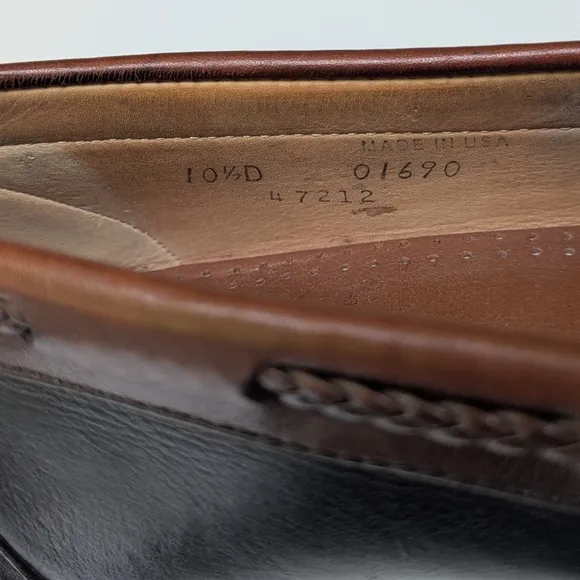 Allen Edmonds Black and Brown Two-tone Leather Loafers 10.5 Men's