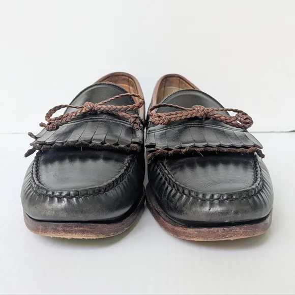 Allen Edmonds Black and Brown Two-tone Leather Loafers 10.5 Men's