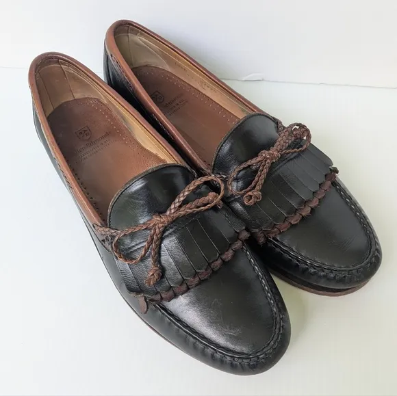 Allen Edmonds Black and Brown Two-tone Leather Loafers 10.5 Men's