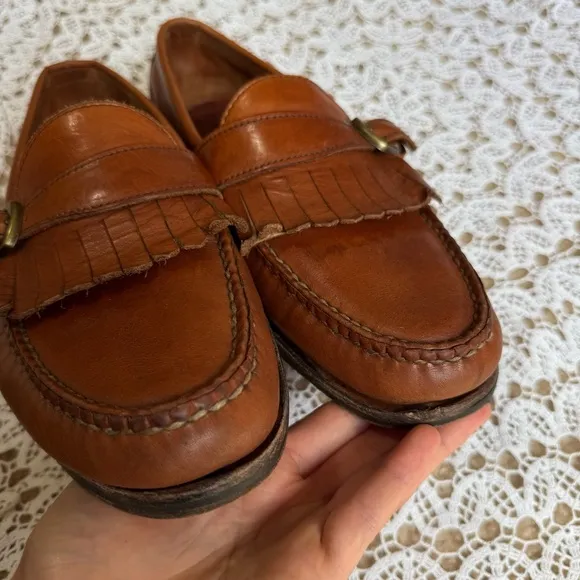Allen Edmonds Kavanaugh Loafers Fringe Buckle Tan