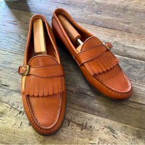 Allen Edmonds Kavanaugh Loafers Fringe Buckle Tan