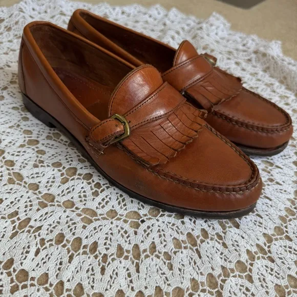 Allen Edmonds Kavanaugh Loafers Fringe Buckle Tan