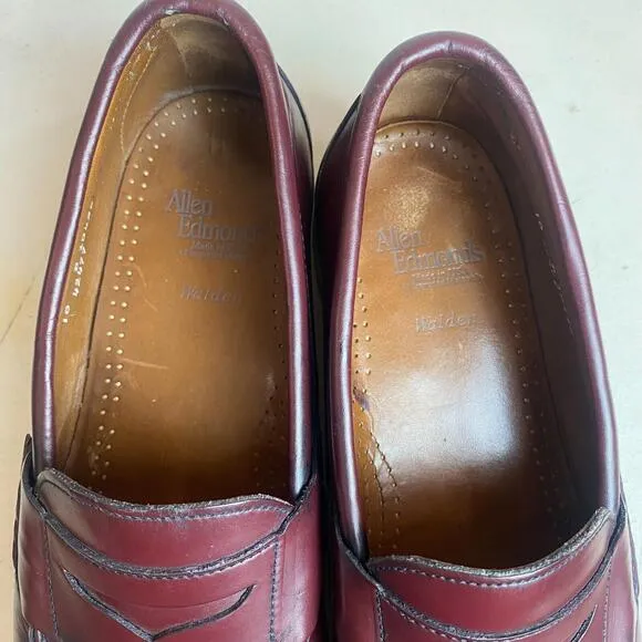 Allen Edmonds Loafers Mens 10 D Burgundy Walden Penny